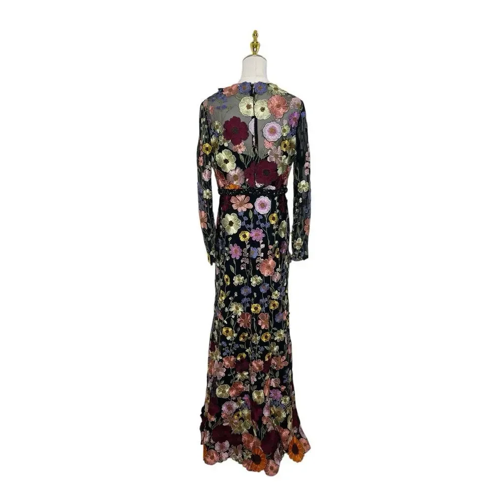 Mac Duggal 68201 Embroidered Appliqué High Neck Trumpet Gown Size 10 $798